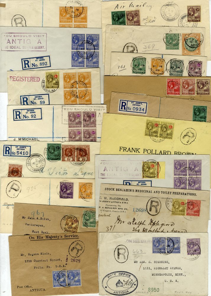 1921-29 Selection Of Envelopes (17) All Registered, Mostly To The UK Or USA Incl. 1924 To California With ½d, 1908-17 3d - Other & Unclassified