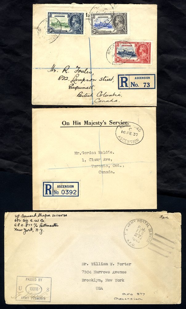 1935-43 Covers (9) Incl. Registered Jubilee Cover To Canada, Registered Cover With 1937 Coronation Set That Has A Boxed  - Other & Unclassified