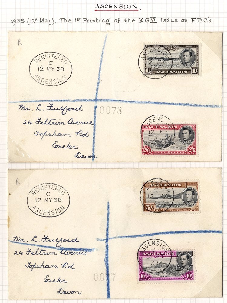 1938 May 12th FDC's (7) Franked ½d, 1d, 1½d & 2d Blocks Of Four, Singles Of 1s + 2/6d & 5s + 10s, Fine Clean Group. - Other & Unclassified