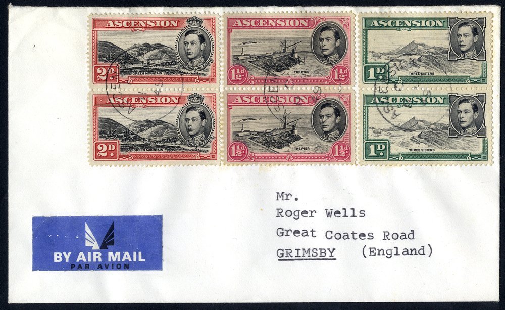 1949 Cover To Grimsby Franked Vertical Pairs 1d, 1½d & 2d Vals, SG.39d, 40d & 41c & Including Variety SG.41ca Mountainee - Other & Unclassified