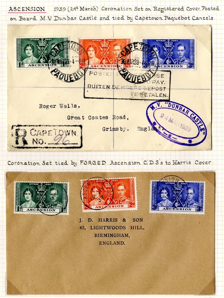 1939 March 24th Coronation Set On Registered Cover Posted On Board M. V. Dunbar Castle & Tied By Cape Town Paquebot Canc - Sonstige & Ohne Zuordnung