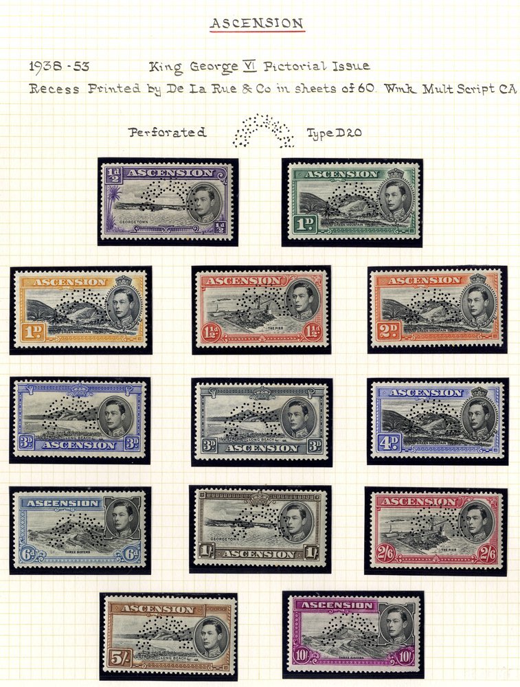 1938-53 KGVI Pictorial Defin Set Perf SPECIMEN, Fresh M (10s Minor Corner Fault), SG.38s/47s. Scarce. - Other & Unclassified