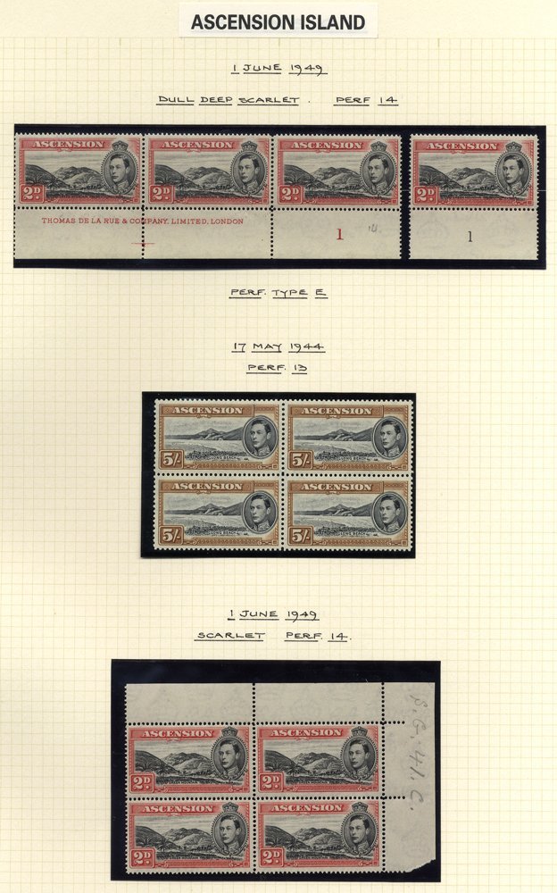 KGVI Defins In Multiples Comprising P.13½d 2d Black & Red-orange Lower Left Corner Marginal Block Of Ten, P.14 Lower Mar - Altri & Non Classificati