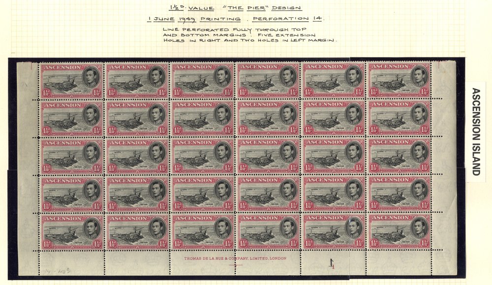 1949 1½d Black & Rose-carmine P.14 Lower Half Sheet UM (SG.40d) Plus A Range Of Blocks Of Four Or Larger Marginal Pieces - Other & Unclassified