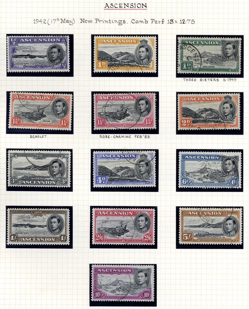 1942 KGVI P.13 Pictorial Defin Set, VFU & Another Set M, SG.38b/47b. (26) - Other & Unclassified