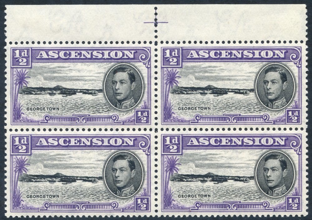 1944 Perf 13 ½d Black & Violet Top Marginal UM Block Of Four Incl. Variety 'long Centre Bar To E' SG.38ba. (4) Cat. £94+ - Altri & Non Classificati