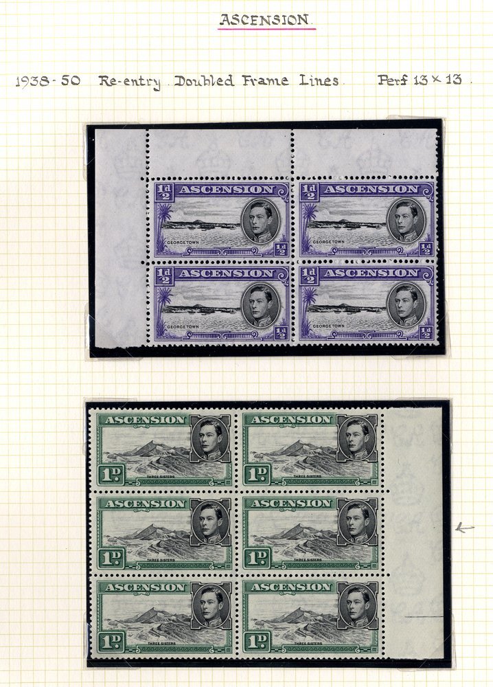 1944 P.13 ½d Black & Violet Upper Left Corner Marginal Block Of Four Incl. (2/2) Re-entry CW14a, 1949 1d Black & Green R - Other & Unclassified