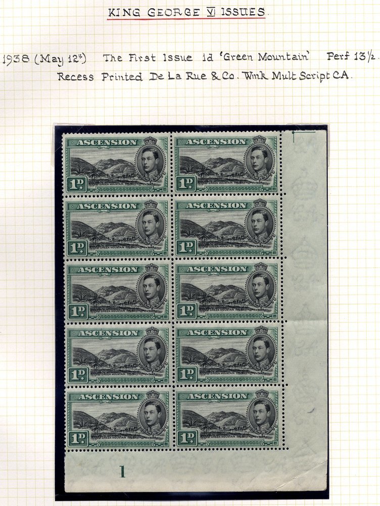 1938 KGVI P.13½ 1d Black & Green Fine Lower Right Corner Marginal Plate Block Of Ten UM, Gum A Little Toned & Typical Gu - Other & Unclassified