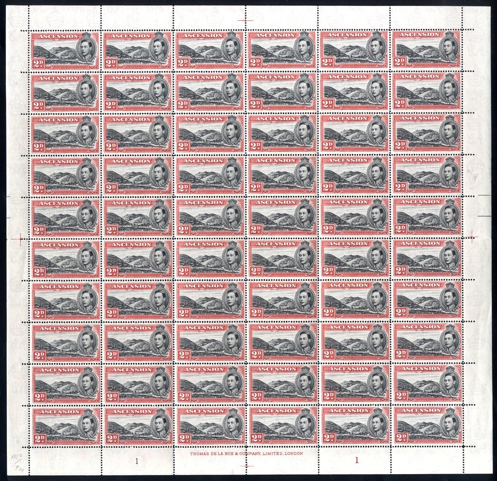 1949 P.14 2d Black & Scarlet Complete UM Sheet Of Sixty Incl. R4/4 Mountaineer Flaw, SG.41ca. - Altri & Non Classificati