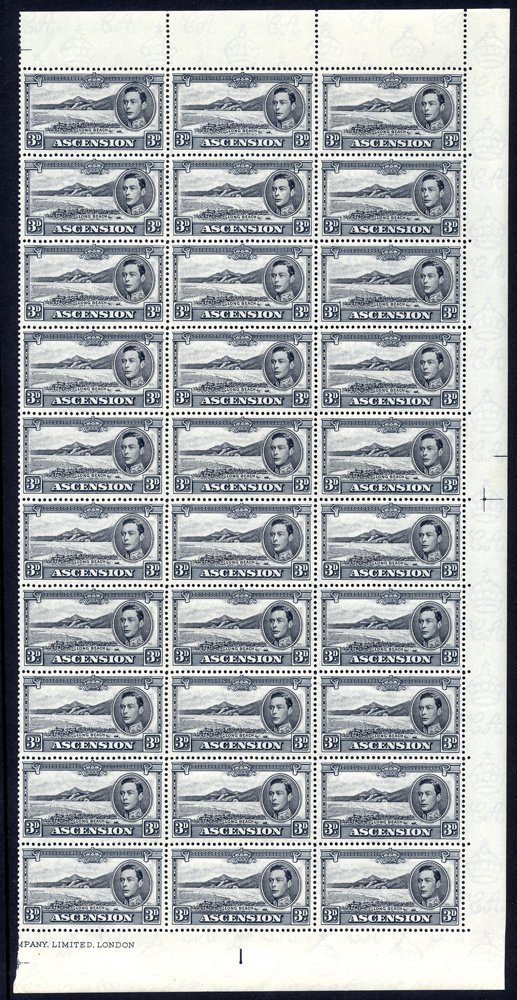 1940 P.13½ 3d Black & Grey Half Sheet Of Thirty (right Vertical Side) UM, SG.42a, Cat. £600+ - Other & Unclassified