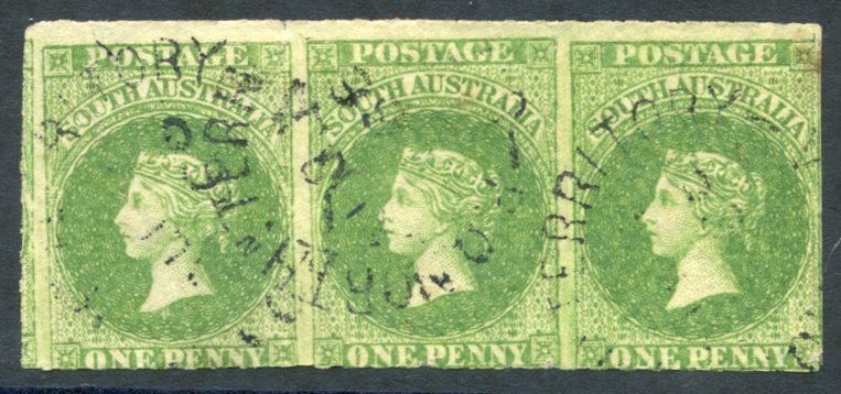 1860-69 Second Roulette, 1d Bright Yellow-green Strip Of Three Clearly Showing Roulettes, Lightly Cancelled By 'P.O. NOR - Altri & Non Classificati