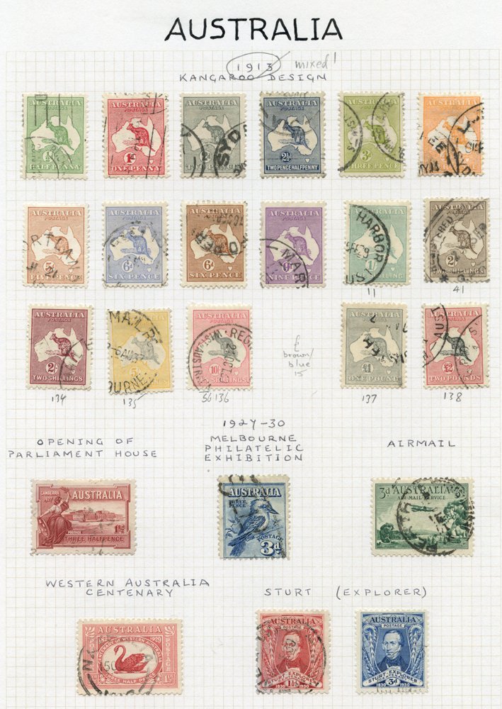 1913-84 VFU Collection On Leaves Incl. Roos To 5s, 10s, £1 & £2 SG.135/8, KGV Heads To 1/4d, Better Early Commems Incl.  - Sonstige & Ohne Zuordnung