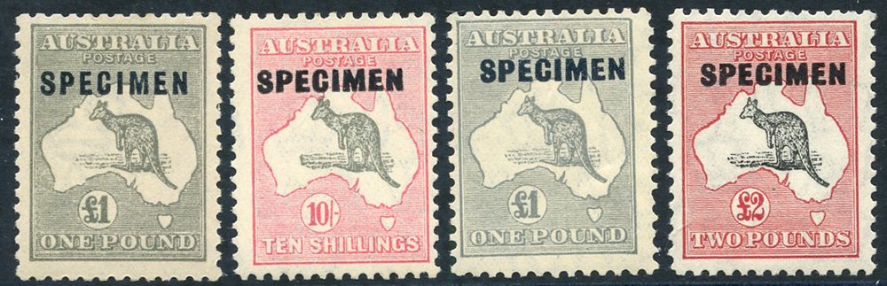 1923-24 £1 Optd SPECIMEN, Fine M, SG.75s, 1931-36 10s, £1 & £2 Optd SPECIMEN UM, SG.136s/8s. (4) - Other & Unclassified