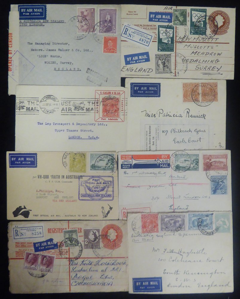 Cover Accumulation (101) Incl. Many KGVI Airmails To Europe With Higher Values. Some FDC's Incl. 1937 New South Wales Ce - Other & Unclassified