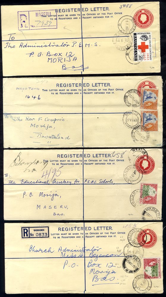 1955-85 (circa) QEII Group Of Registered Envelopes Unused (7) & Used (15) Uprated With Mainly Single Frankings Incl. Les - Altri & Non Classificati