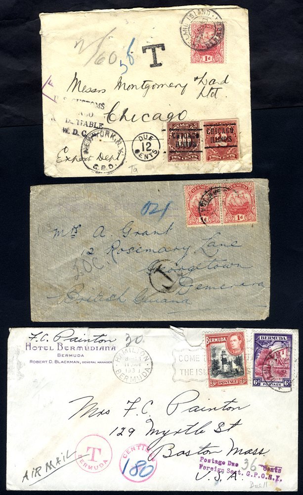Postage Due Covers (16) & A Piece, 10 Underpaid From Bermuda, 6 Incoming. A Range Of Tax Markings, Two With US Stamps Pa - Altri & Non Classificati