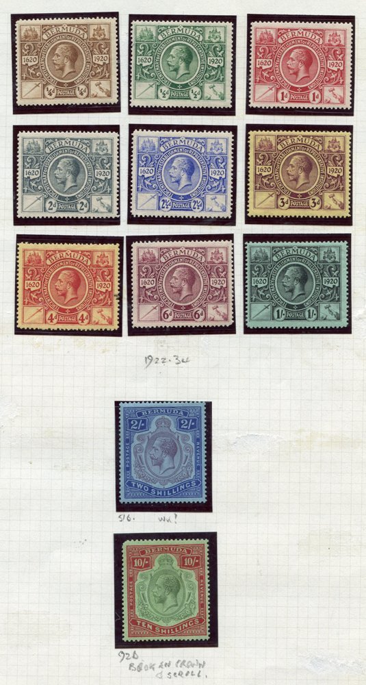 Collection On Leaves 1865 6d (2), 1863 Vals To 1s, Dock Types To 4d, 1910 To 1s, 1920-21 1st Issue To 6d, 1922 To 1s (2) - Other & Unclassified