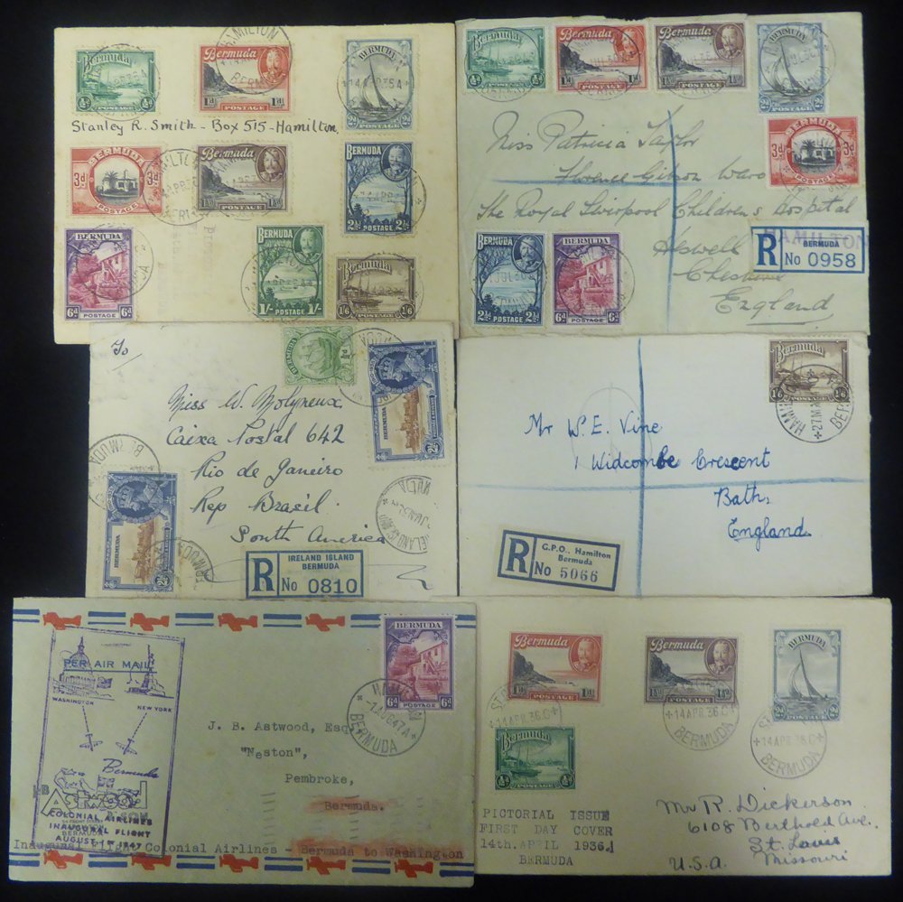 1930's-40's (mainly) Covers Or Cards (22) Registered, Airmails, A Taxed Card To England, And A ½d Printed Matter Rate Co - Altri & Non Classificati
