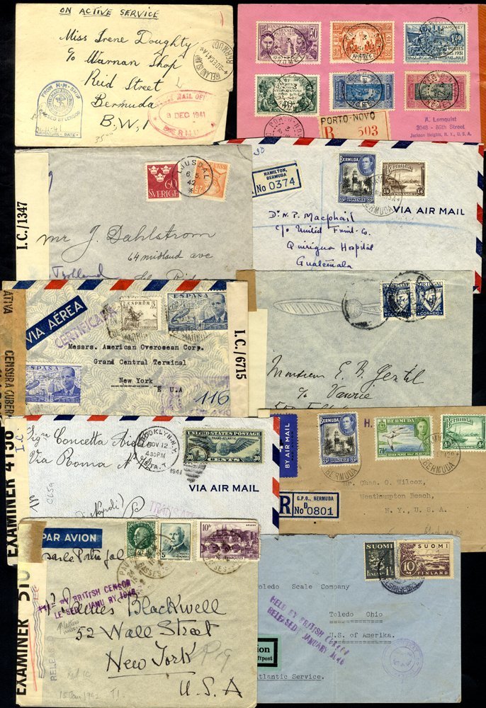 1940-46 An Assortment Of Censored Covers Passing Through Bermuda, (Colombia, Argentina, Peru, Finland, Sweden, Spain And - Other & Unclassified