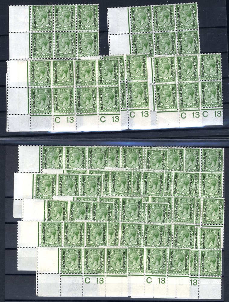 1913 ½d Green Royal Cypher Control C13 Perf Corner Marginal UM Blocks Of Six (2), Blocks Of Four (11) & Strips Of Three  - Other & Unclassified
