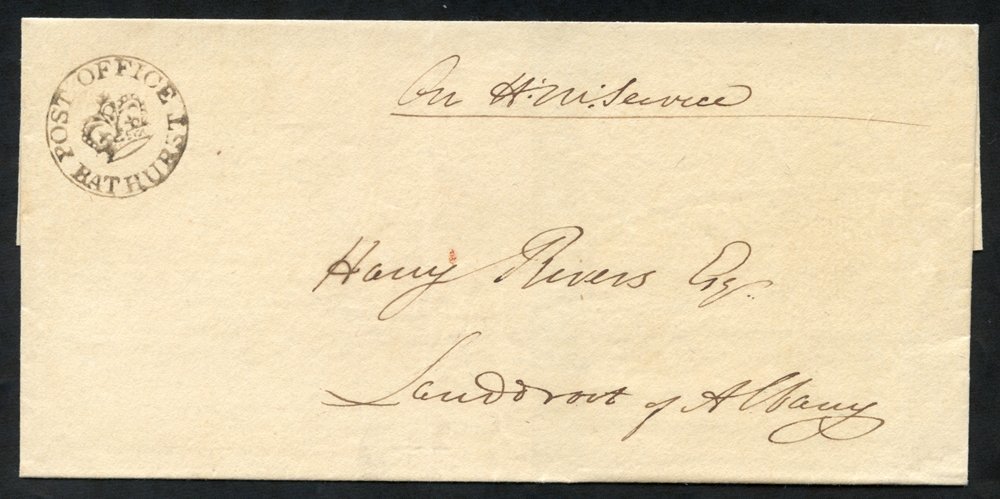1830 On His Majesty's Service Outer Wrapper To Albany With A Superb 'Crown' POST OFFICE BATHURST H/stamp. - Altri & Non Classificati