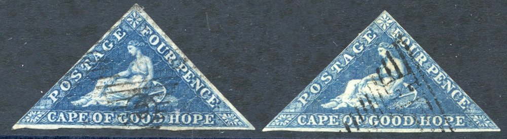 1853 4d Deep Blue On Slightly Blued Paper, Two Used Examples, One Just Touching At Lower Left Side, The Other Margin At  - Altri & Non Classificati