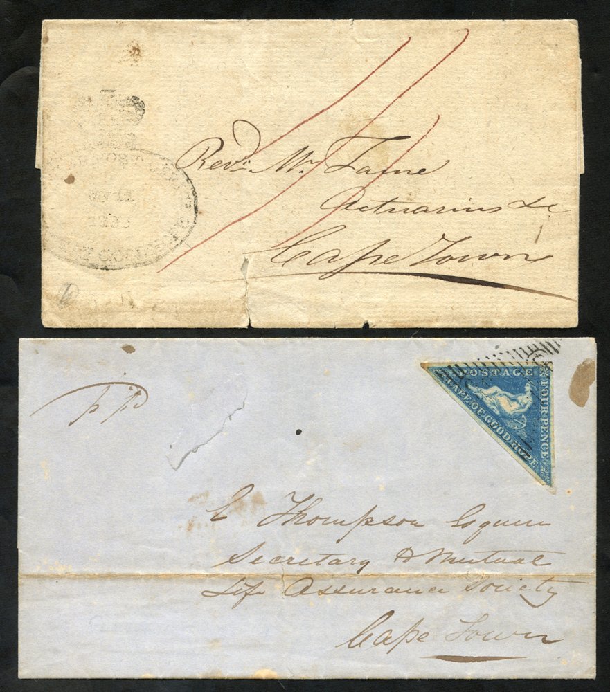 1855 Folded Outer Wrapper From Plettenberg Bay To Cape Town With 4d Lightly Tied By A Barred Triangular Cancel. The Stam - Other & Unclassified