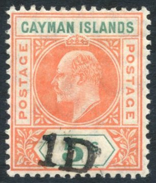 1907 1d On 5s Salmon & Green M, SG.19. (1) Cat. £275 - Other & Unclassified