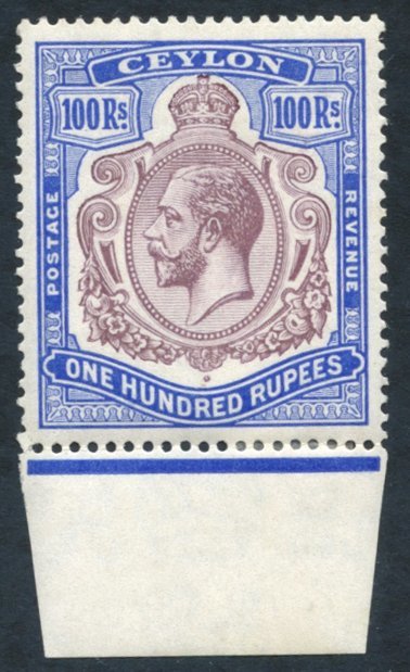 1921-32 100r Dull Purple & Blue, Fresh M Lower Marginal Example, SG.360. (1) Cat. £2500 - Sonstige & Ohne Zuordnung