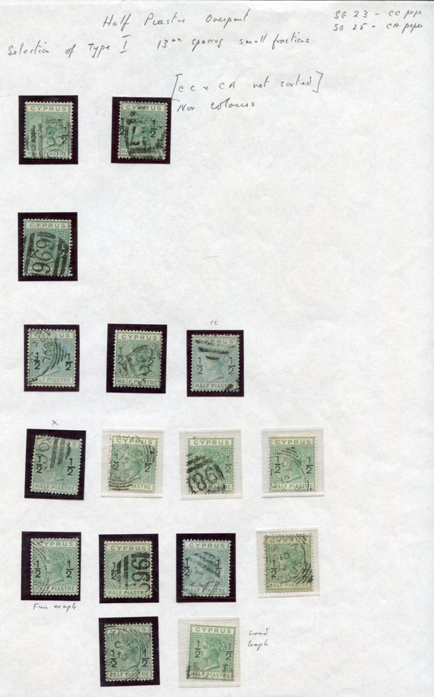 1882-86 ½ On ½pa Surcharges Range On Leaves, 1882 CCC (1), CCA (14), SG.23 & 25, Further Range Of 1886 CCA (11) SG.29, S - Other & Unclassified