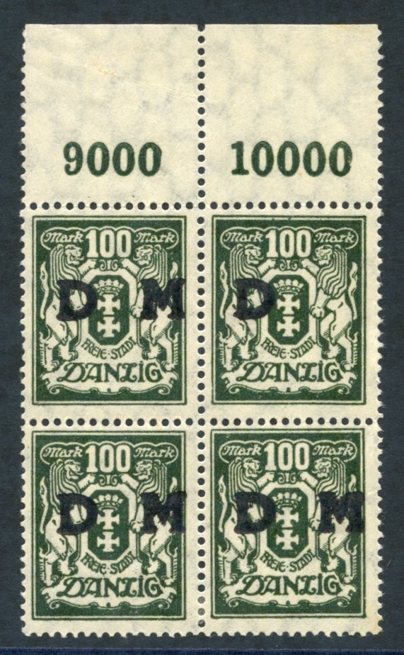 1923 OFFICIAL 100m Blackish Olive Green 10p Marginal Block Of Four, Fine M (2x UM) Incl. Overprint Variety - M Omitted F - Altri & Non Classificati