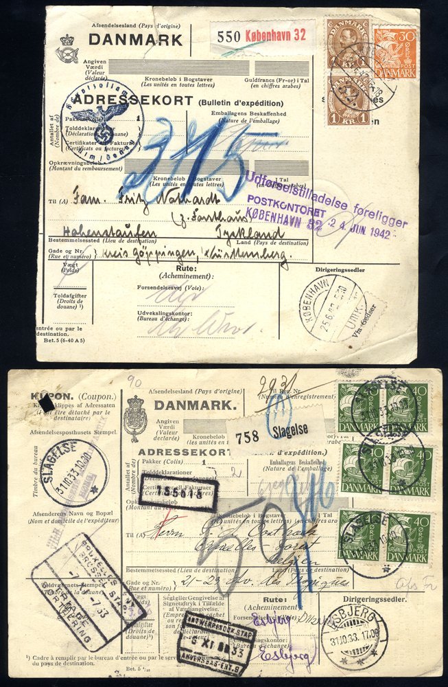 WWII German Censored Parcel Cards Some With Customs Labels & Transit Labels; Range Of Frankings. Mixed Condition - Unusu - Altri & Non Classificati