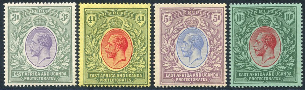 East Africa And Uganda 1912-21 MCCA 3r, 4r, 5r & 10r, M, SG.55/8. Cat. £405 (4) - Other & Unclassified