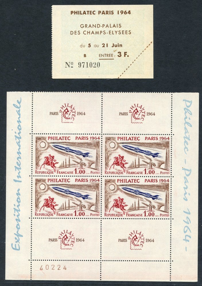 1937 PEXIP Cut Down M/Sheet With Exhibition Cancel At Each Corner, 1964 1f Philatelic UM Block Of Four With Labels UM, A - Other & Unclassified