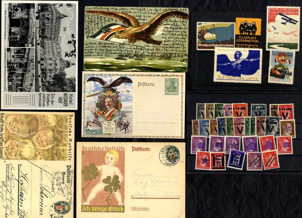 Album Of Covers & Cards (over 200) Plus A Few Stamps, Pieces, Cinderellas, Covers Incl. Over 100 From The Third Reich Pe - Other & Unclassified