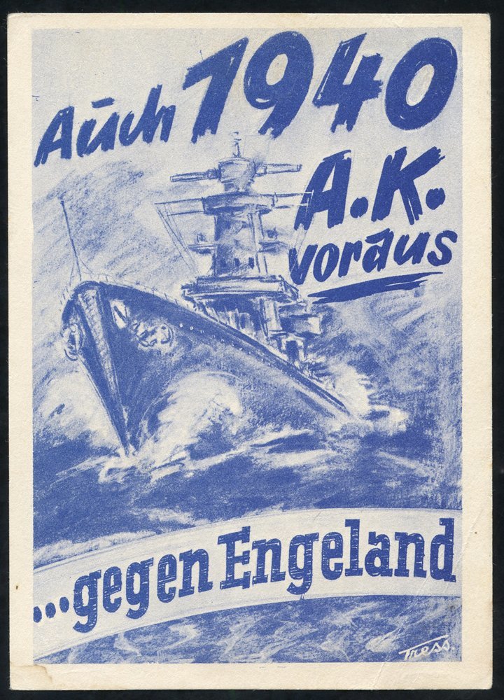 1928 Bremen Commemorative Ship Card, Postally Used (minor Tones), 1940 Scarce Blue/white 'Attach England' Propaganda Car - Other & Unclassified