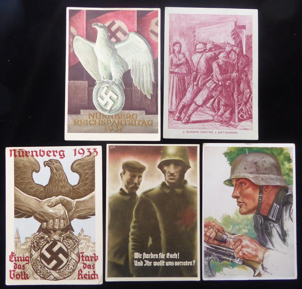 1930's-40's Propaganda Cards Incl. Victory Is Without Flags Colour Card To Celebrate Hitler's 42nd Birthday, Willich Car - Other & Unclassified