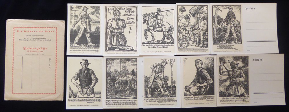 1940 Set Of Ten Different Pictorial Feldpost Cards 'Die Heimat - Der Front' All New As Issued In Their Original Brown Pr - Other & Unclassified