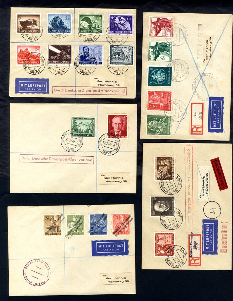 1944-45 'Karl Hennig' ALPENVORLAND Covers Range Of 66 With Mainly Multiple Frankings And Some Incl. German/Italian With  - Other & Unclassified