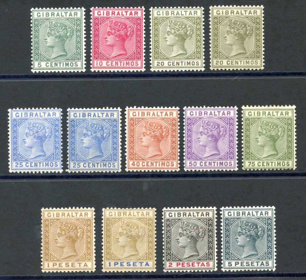 1889-96 Spanish Currency Set, Fine M, SG.22/33 Incl. Extra 25c Shade. (13) Cat. £260 - Other & Unclassified