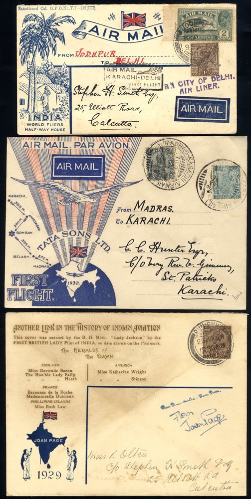 1911-35 Airmail Covers, First Flights Etc. Small Written Up Collection Of 32 Flown Covers Various Routes, Stephen Smith  - Altri & Non Classificati