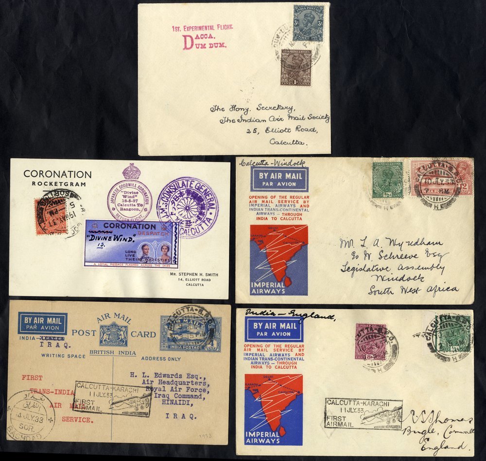 1933-37 First Flight Covers (5) 1933 March 21st Experimental Flight Dacca - Calcutta Bears Dum Dum Cachet, Posted On Arr - Other & Unclassified