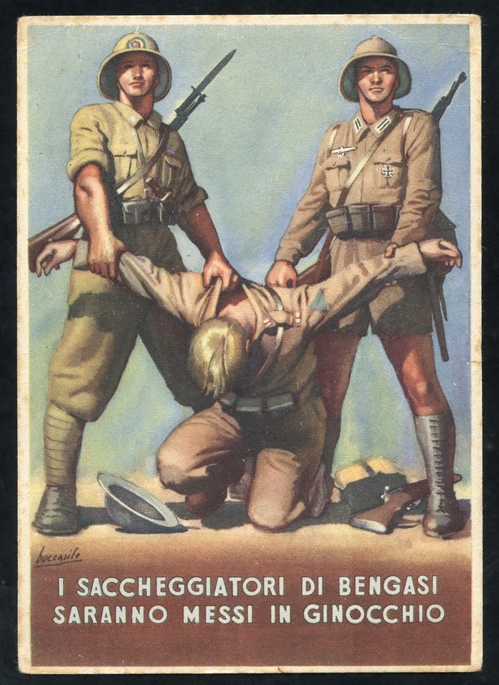 1941 Propaganda Cards (2) 'The Looters Will Be Brought To Their Knees In Bengasi' And 'The Advance Will Continue,' Show  - Altri & Non Classificati