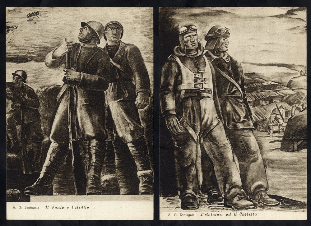 1946 Propaganda Cards In Sepia Associated With Nationalism Depicting Military Etc. - Altri & Non Classificati