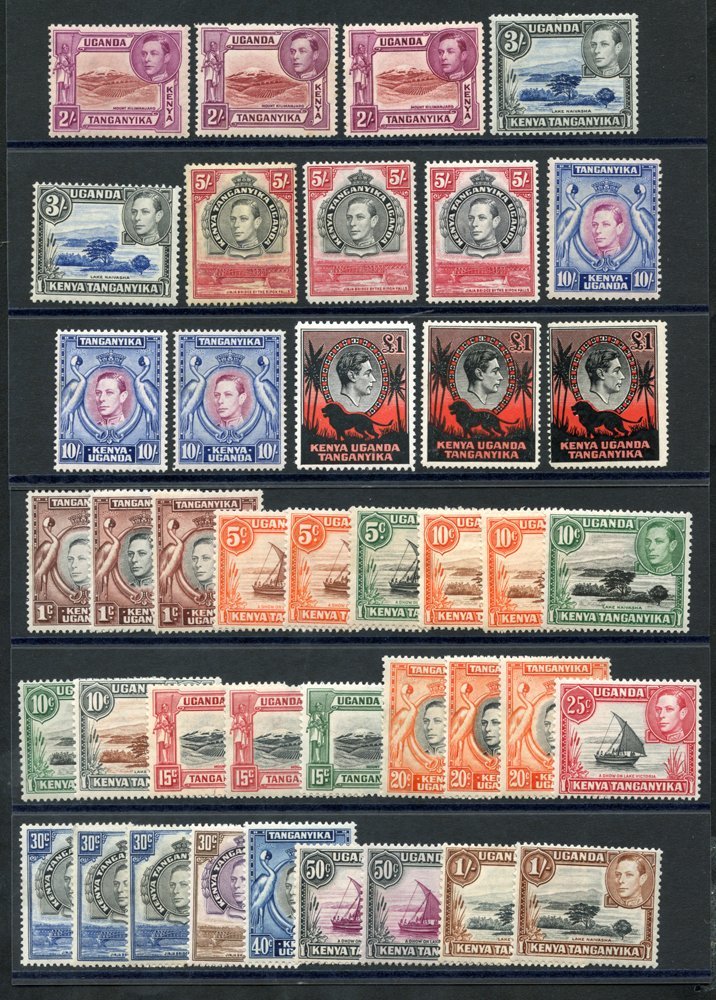 1938-54 KGVI Defin Set, Almost Complete M With Shades, Perfs Etc. Incl. 5s (3), 10s (3), £1 (3), From SG.131/150b, Cat.  - Other & Unclassified