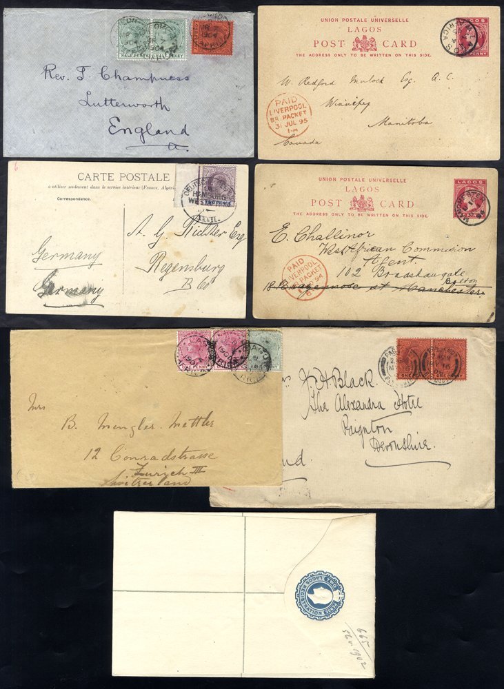Envelopes (3), Postcards (3) & A 2d Registered Envelope With SPECIMEN H/stamp Incl. A 1904 Cover To England With Abeokut - Altri & Non Classificati