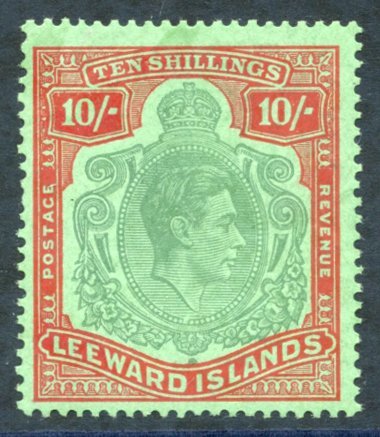 1928 10s Bluish Green & Deep Red/green, UM Showing Variety 'missing Pearl' (HPF 49b), SG.113ca. (1) Cat. £1700 - Other & Unclassified