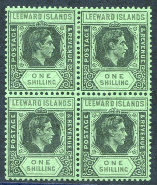 1942 1s Black & Grey Emerald, Fine M Block Of Four Incl. SG.110bb, Upper Right Stamp Showing Frame Break Left Of Value T - Autres & Non Classés