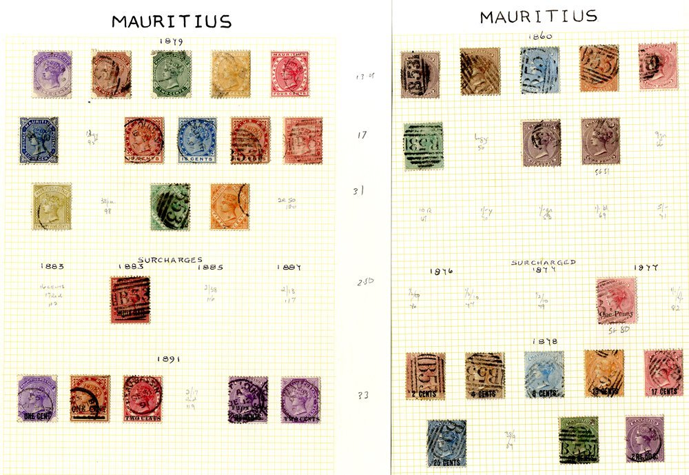 1860-1969 VFU Collection On Leaves Incl. 1860 To 9d, 1877 1d On 4d, 1878 To 2r.50 On 5s, 1879 To 50c, 1891 Surcharge (5) - Autres & Non Classés