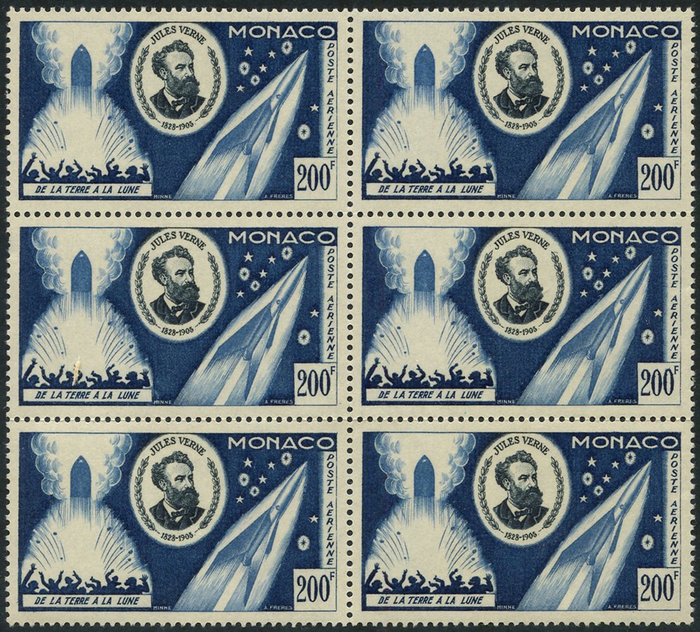 1955 200f Jules Verne UM Block Of Six, SG.539. Cat. £288 - Sonstige & Ohne Zuordnung